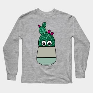 Cute Cactus Design #275: Cactus With Pretty Flowers Long Sleeve T-Shirt